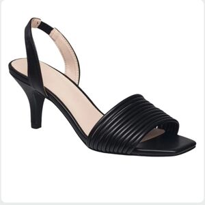 Halston Heritage Black Strappy Slingback Kitten Heel Sandals Size 7.5 EUC